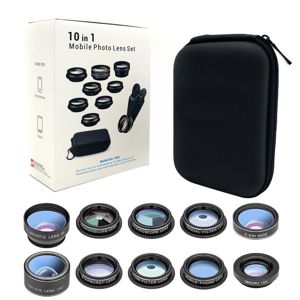 Ten in one set of fisheye lens with external camera lens